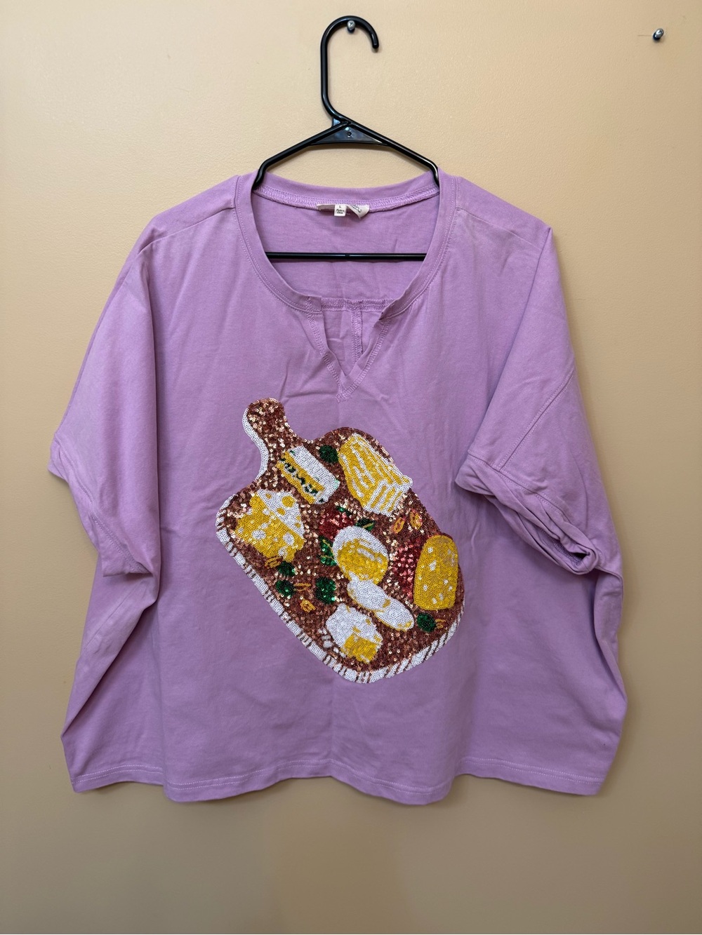 Lavender Sequin Charcuterie Graphic short Sleeve Top
